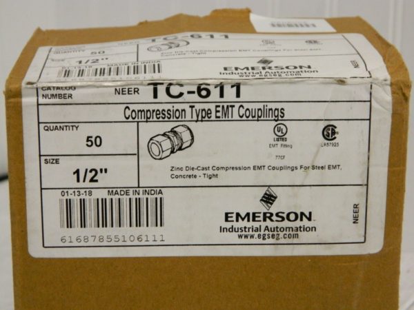 Emerson 1/2" Trade Compression EMT Conduit Coupling Qty 50 Neer TC-611