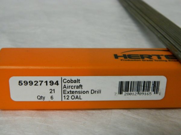 Hertel Aircraft Extension Drill Bit 0.159" Diam 12" OAL Qty 6 59927194