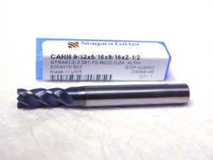 Niagara Cutter Carbide 0.02” Corner Radius End Mill 9/32” Dia 4Fl 2.5”L N09902