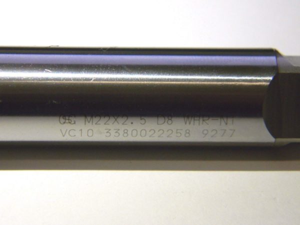 OSG M22 X 2.50mm 3 Fl D8 HR Coated HSS Spiral Point Tap 3380022258