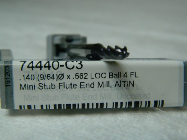 Harvey Tool Mini Stub FL End Mill .140 x .562 LOC 4 FL Qty 2 74440-C3