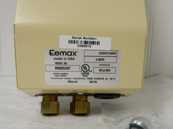 Eemax 240VAC Electric Water Heater 4.8 KW 20A Amp 12 Wire Gauge MB005240T
