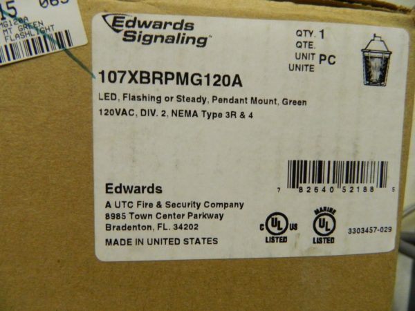 Edwards Signaling LED Green Light 120 VAC 4 3R NEMA Rated 107XBRPMG120A