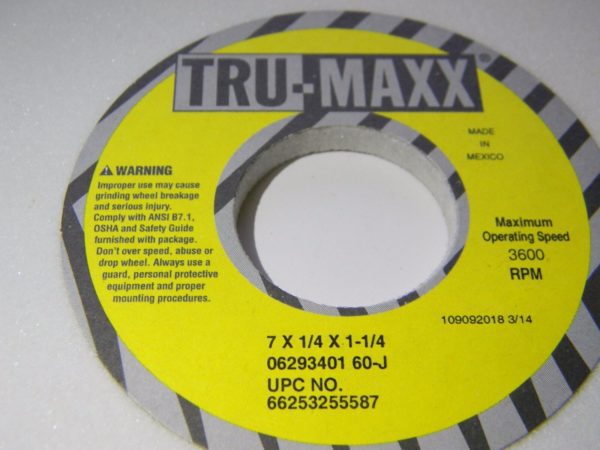 Tru-Maxx Surface Grinding Wheel 7" x 1-1/4" x 1/2" J Hardness 80 Grit 06294805
