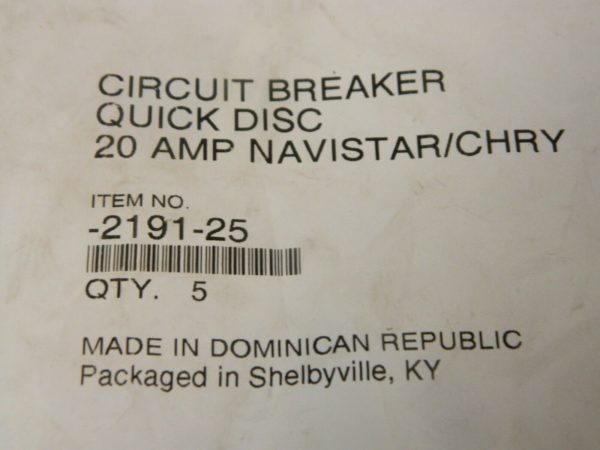 Littelfuse Circuit Breaker Quick Disc Qty 5 -2191-25