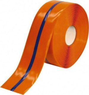 PRO-SAFE 4" x 100' PVC Floor & Egress Tape 50 mil, Orange & Blue, Striped,