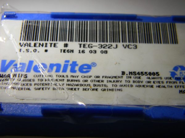 Valenite Carbide Inserts TEGN160308 TEG-332J Grade VC3 Qty.10