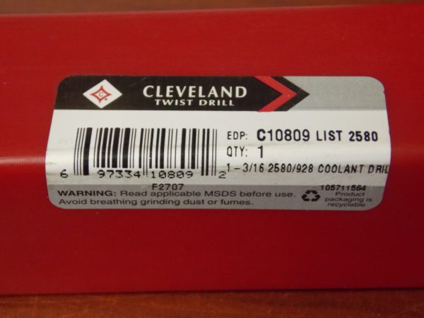 Cleveland Coolant Drill 1-3/16" x 1-3/16" x 8-1/8" x 12" HSS Oxide C10809