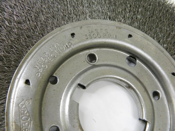 OSBORN Wheel Brush: 10″ Wheel Dia, Crimped, 2″ Hole, 3,600 RPM 22438