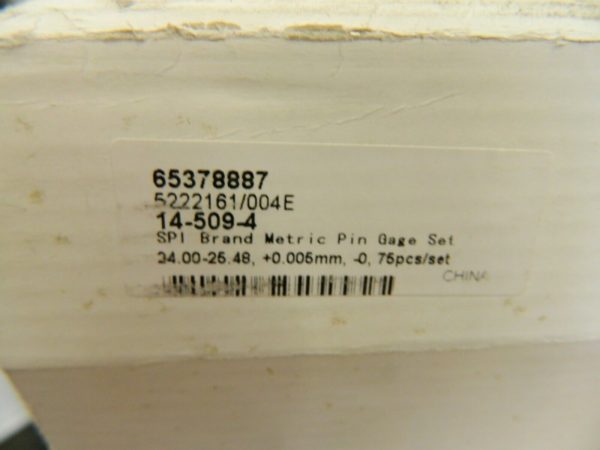 SPI Plug and Pin Gage Set 75 Piece 24-25.48 mm Diam 65378887