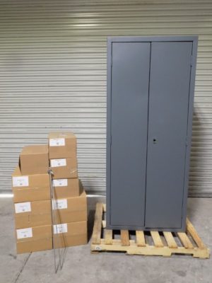 Durham Industrial Storage Cabinet w/ Bins 36 x 18 x 84 Steel Gray DAMAGED