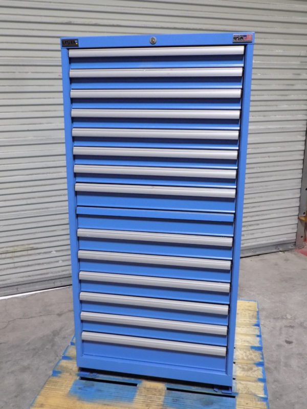 Lista Modular Storage Cabinet 15 Drawer 59 x 28 x 28 Steel Blue SCRATCH N DENT