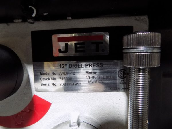 Jet Variable Speed Benchtop Drill Press 12" Swing 1/2 HP 115v 1 Ph. 716000