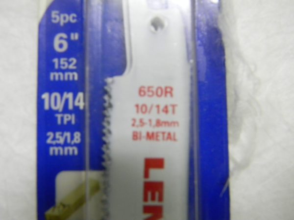 Lenox 6" Long x 3/4" Thick Bi-Metal Reciprocating Saw Blade QTY 5 20592650R