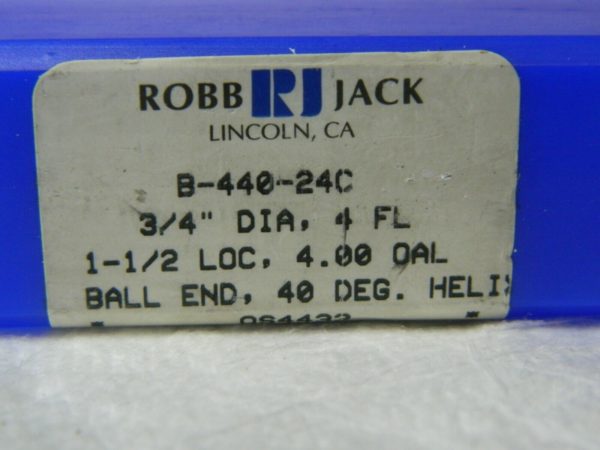 RobbJack Solid Carbide Ball End Mill 3/4" Diam 1-1/2" LOC 4 Flute B-440-24-C