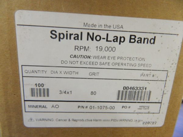 Spiral Bands qty 100: Aluminum Oxide, 80 Grit, Medium Grade 01-1075-00