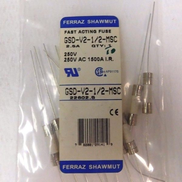 Ferraz Shawmut Fast Acting Mini Ceramic Fuse 250V 2.5A 10PK Lot of 10 GSD-V2-1/2