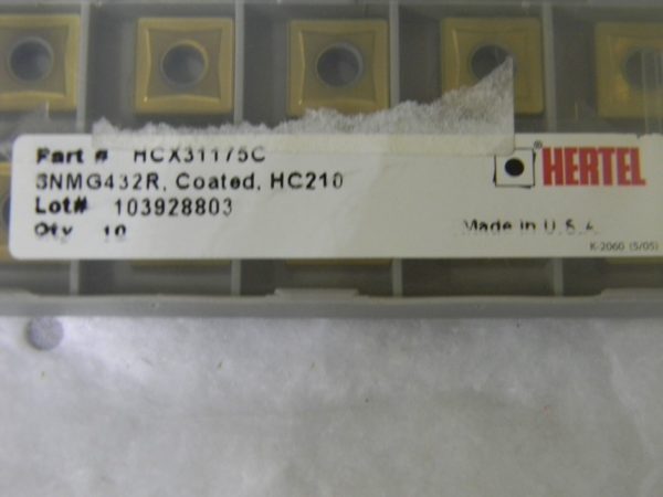 Hertel Carbide Turning Insert SNMG432R Grade-HC210 TiN Coated Box of 10