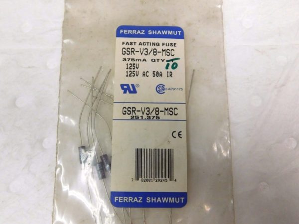 Ferraz Shawmut Fast Acting GP Fuse 125V 0.38A 10PK Lot of 9 #GSR-V3/8