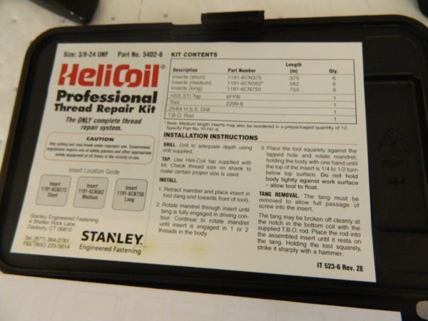 HELI-COIL Thread Repair Kit: Threaded Insert 5402-6