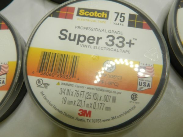 3M 3/4″ x 76' x 7 mil Black Vinyl Electrical Tape Qty 6 BD-21485-10