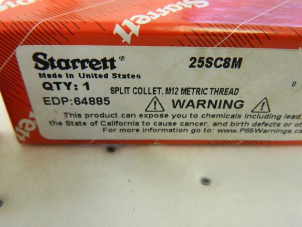 STARRETT Drop Indicator Split Collet: Steel, Use with AGD Indicators 64885