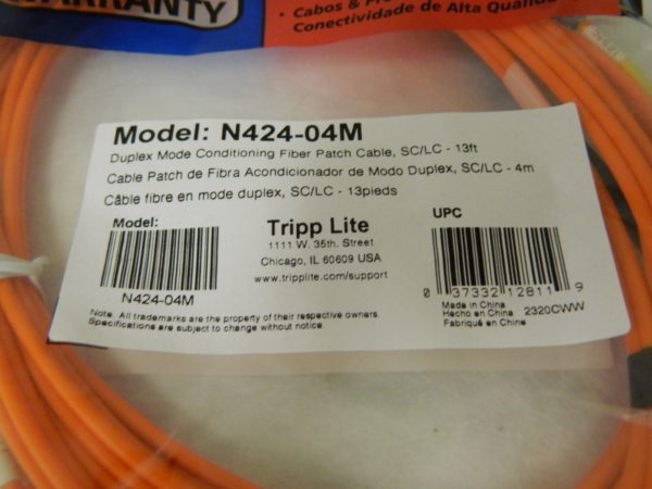 Tripp Lite Fiber Optic SC/LC Duplex Conditioning Patch Cable 13' N424-04M