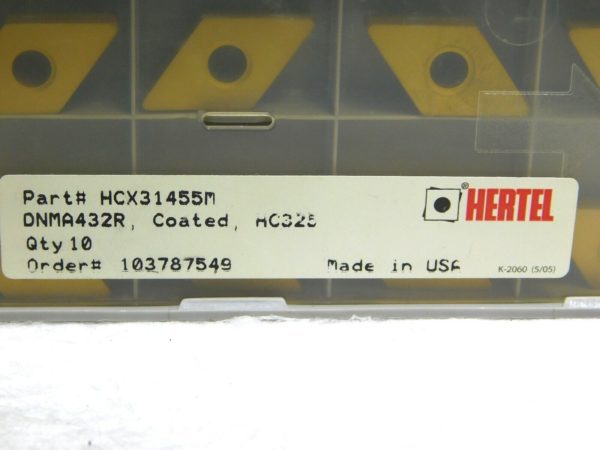 Hertel Carbide Turning Inserts DNMA432R Grade-HC325 Box of 8 HCX31455M USA