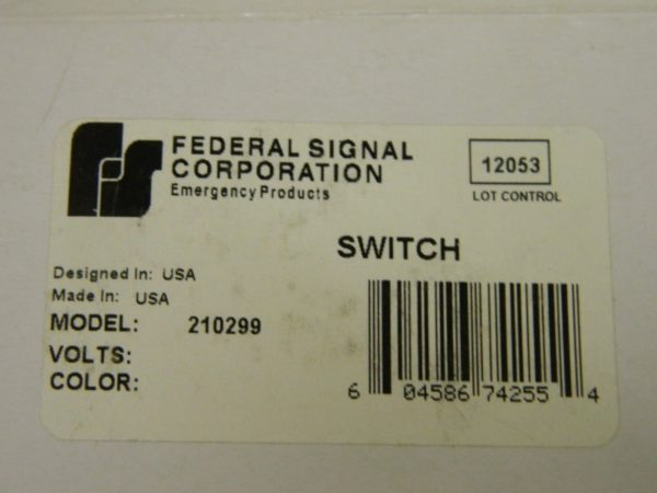 Federal Signal Corp One Directional Activating Switch 12 Volt Model 210299