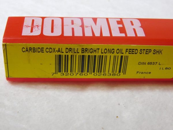 Dormer Carbide CDX-AL Drill 19/32” Dia Oil Feed Step Shank 5-1/8” OAL 026380