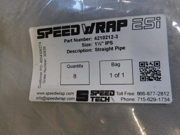 Speed Wrap ESi Straight Pipe Industrial Insulation 8 Pack 1-1/2" IPS 4210212-3