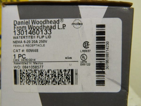 Woodhead Ungrounded Receptacle 250 VAC 20 Amp 6-20R NEMA 73202798
