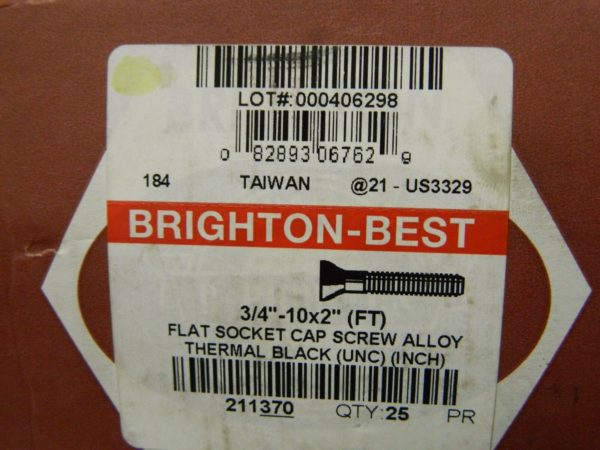 Brighton-Best Socket Cap Screws 3/4-10 UNC 4-1/4" L. Under Head Qty 25 76589001