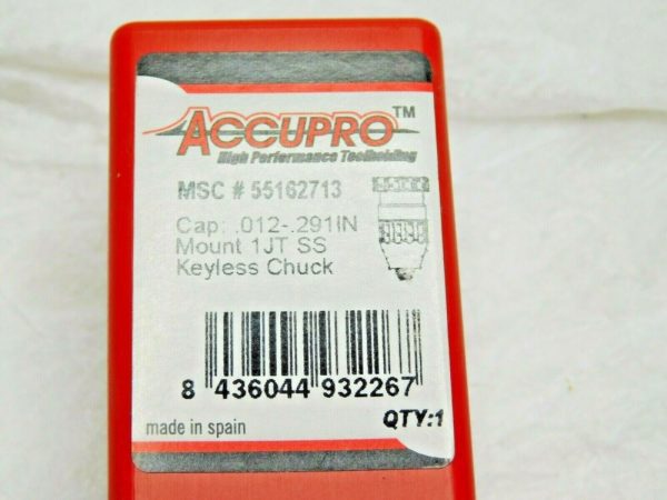 Accupro Tapered Mount Stainless Steel Drill Chuck JT1 0.3 to 7.39mm Cap 55162713