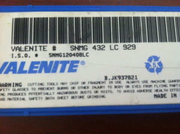 Valenite Snmg120408lc Snmg432lc 929 Indexable Carbide Turning Inserts, Qty 10