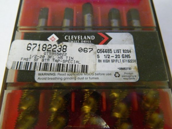 Cleveland C64485 Bottom Taps 1/2" - 20 H5 3fl Tin Qty. 5 USA