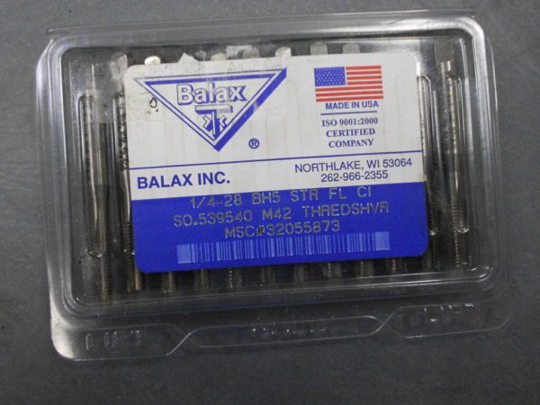 Balax 1/4-28 BH5 STR FL CI Thredshaver Cutting Taps M42 Series BX600 QTY 12