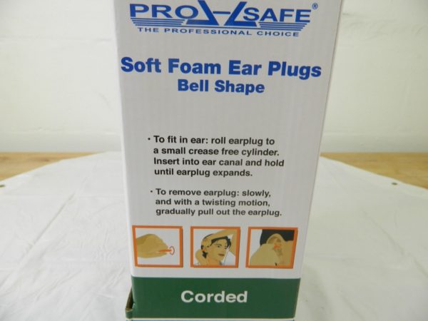 PRO-SAFE Earplugs: Foam, Bell, Roll Down, Corded Qty 200 Pairs JY098C