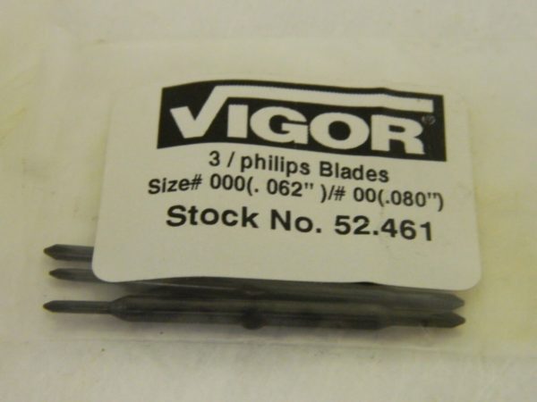 Vigor 52.461 Size #000 to #00 0.062" to 0.080" Philips Blades Set of 3