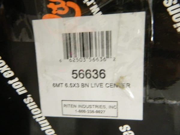 Ritten Bull Nose Live Center, #6 Morse Taper, 6-1/2" Diameter, 56636
