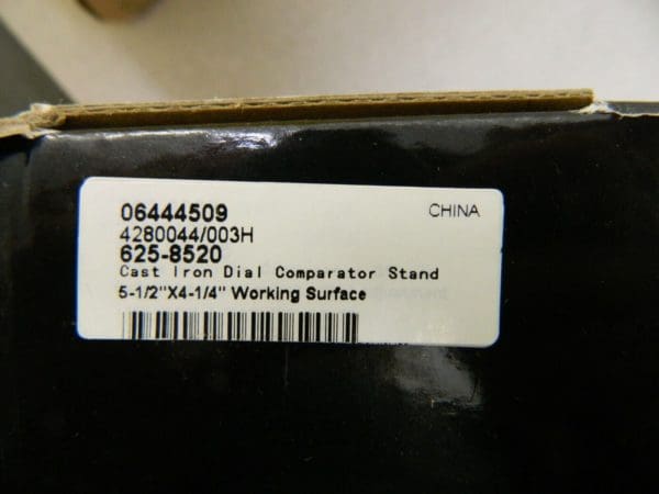 Comparator Gage Stand Steel Rectangular Base 06444509