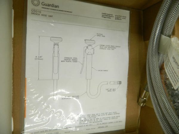 Guardian Unmounted Emergency Drench Hose Unit 3/8X8' SS 300PSI MAX G5010