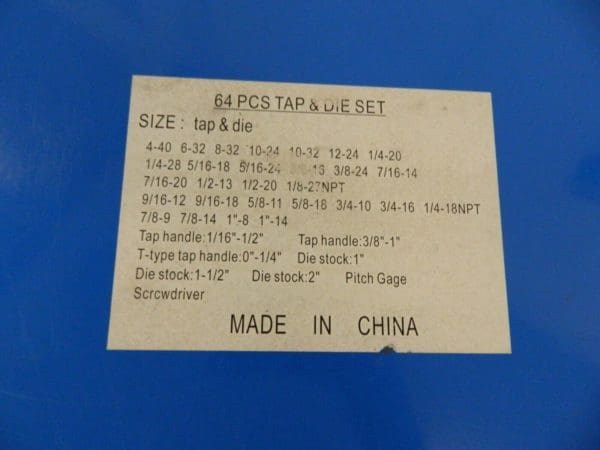 Interstate #4-40 to 1-14 Tap, NPT, UNC, UNF, Tap and Die Set INCOMPLETE CCT1569