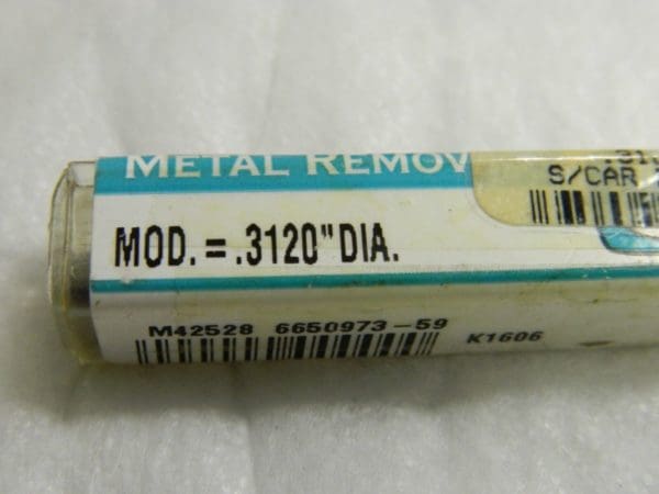 Metal Removal Carbide Chucking Reamer 0.312" Diam 6FL M42528