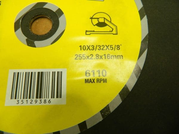 TRU-MAXX AO Cutoff Wheel Type 1, 10″ Dia, 3/32″ Thick, 5/8″ Hole Qty 10 35129386