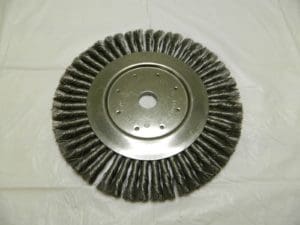 Wheel Brush: 10″ Wheel Dia, Knotted 1″ Hole, Steel, 4,500 RPM 00652081