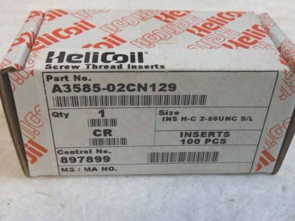 Heli-Coil Single Screw Locking Insert #2-56 UNC 1-1/2D SS 1 Lot 100 3585-02CN129
