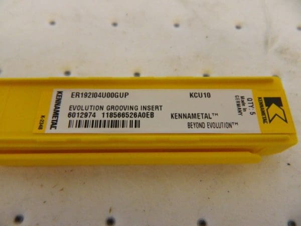 KENNAMETAL Grooving Insert: ER-U4GUP KCU10, Solid Carbide qty 5 6012974