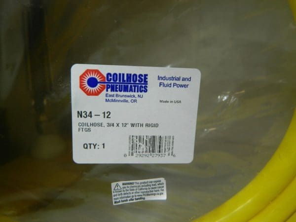 Coilhose Pneumatics Nylon Coil 3/4" ID x 12' 3/4" MPT Rigid N34-12