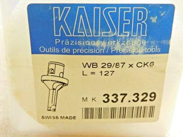BigKaiser Indexable Insert Drill 29mm Dia x 87mm FL x 127mm L w/CKS6 3xD 337.329